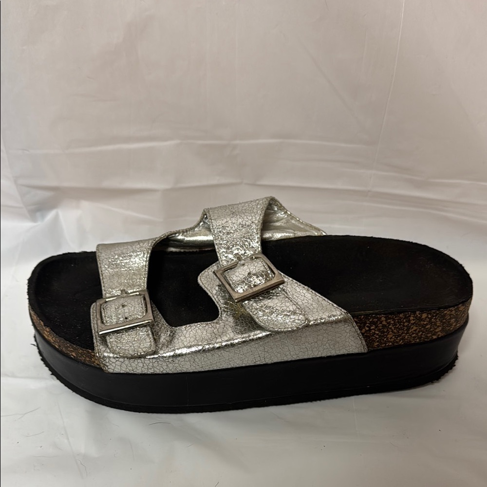 Silver Platform Slide Sandals - image 4